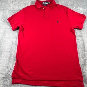 Polo Ralph Lauren Mens Custom Fit Short Sleeve Polo Shirt Red Medium 100% Cotton